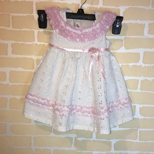 Bonnie Baby Pink and White Lace Dress 12 months